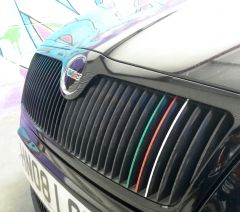 Grill wrap, badge and pinstripe
